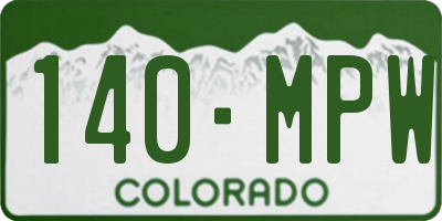 CO license plate 140MPW