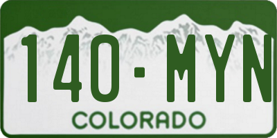 CO license plate 140MYN