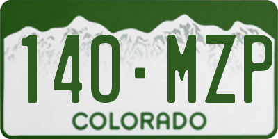 CO license plate 140MZP