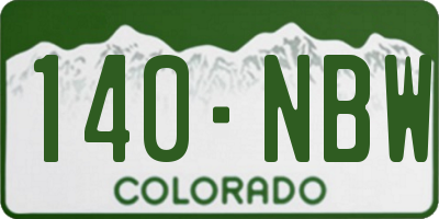CO license plate 140NBW