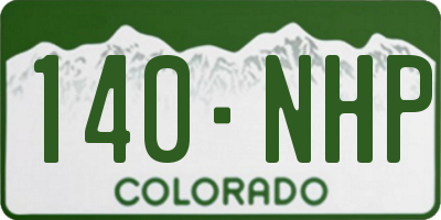 CO license plate 140NHP