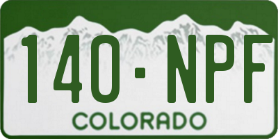 CO license plate 140NPF