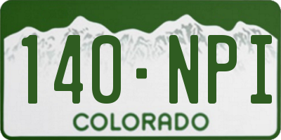 CO license plate 140NPI