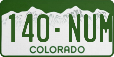 CO license plate 140NUM
