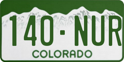 CO license plate 140NUR