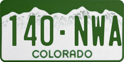 CO license plate 140NWA