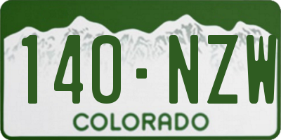 CO license plate 140NZW