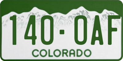 CO license plate 140OAF