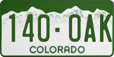 CO license plate 140OAK