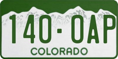 CO license plate 140OAP