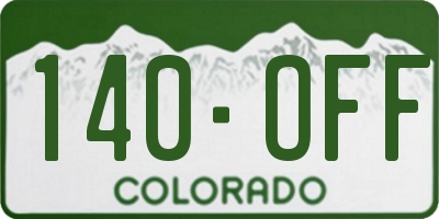 CO license plate 140OFF