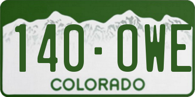 CO license plate 140OWE