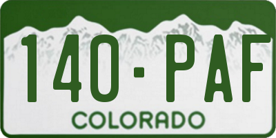 CO license plate 140PAF