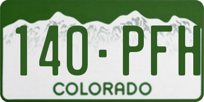 CO license plate 140PFH