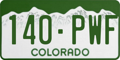 CO license plate 140PWF