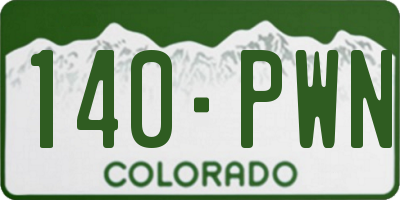 CO license plate 140PWN
