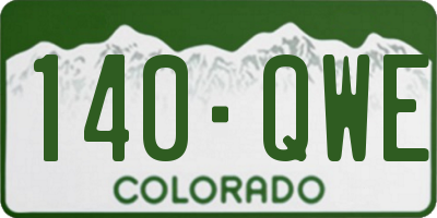 CO license plate 140QWE