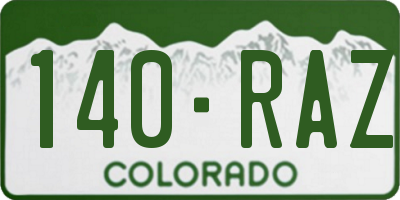 CO license plate 140RAZ