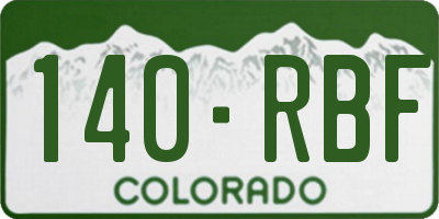 CO license plate 140RBF