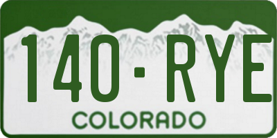 CO license plate 140RYE