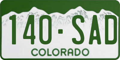 CO license plate 140SAD