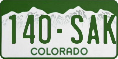 CO license plate 140SAK