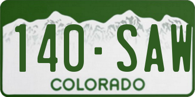 CO license plate 140SAW