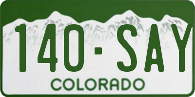CO license plate 140SAY