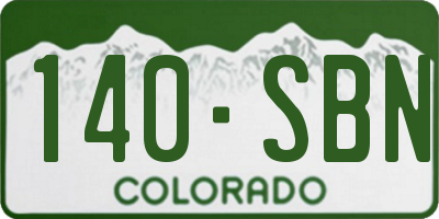 CO license plate 140SBN
