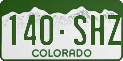 CO license plate 140SHZ