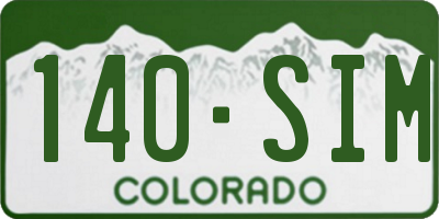 CO license plate 140SIM
