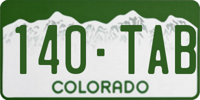 CO license plate 140TAB