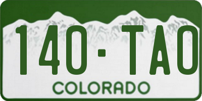 CO license plate 140TAO