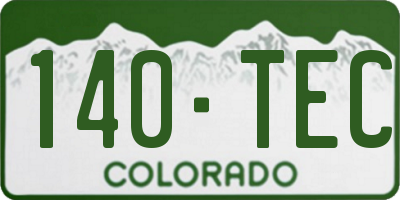 CO license plate 140TEC