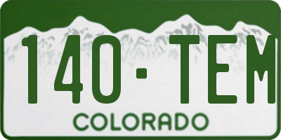CO license plate 140TEM