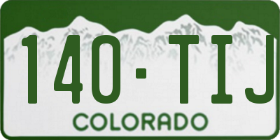 CO license plate 140TIJ