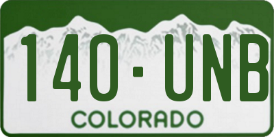 CO license plate 140UNB