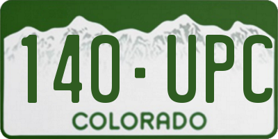 CO license plate 140UPC