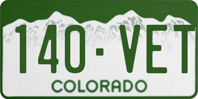 CO license plate 140VET