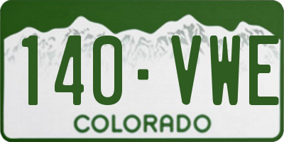 CO license plate 140VWE