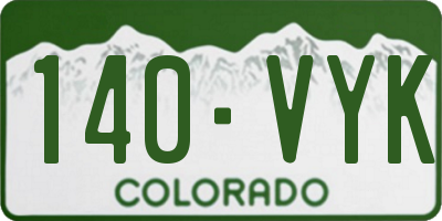CO license plate 140VYK