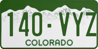 CO license plate 140VYZ