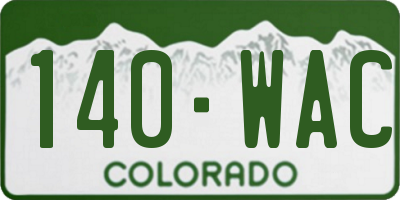 CO license plate 140WAC