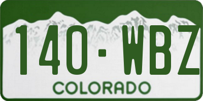 CO license plate 140WBZ