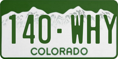 CO license plate 140WHY