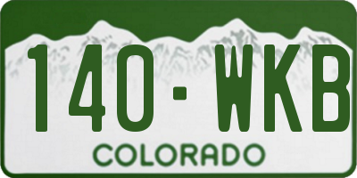 CO license plate 140WKB