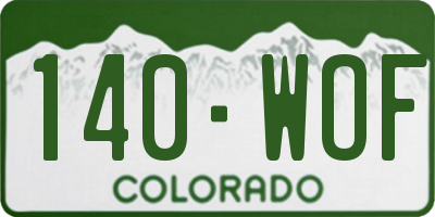 CO license plate 140WOF