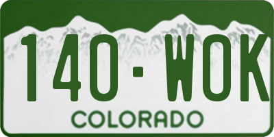 CO license plate 140WOK