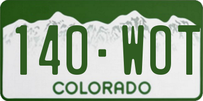 CO license plate 140WOT