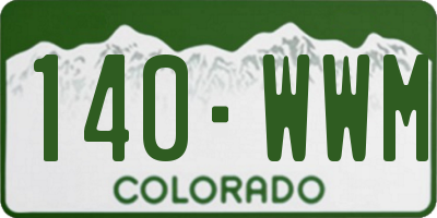 CO license plate 140WWM